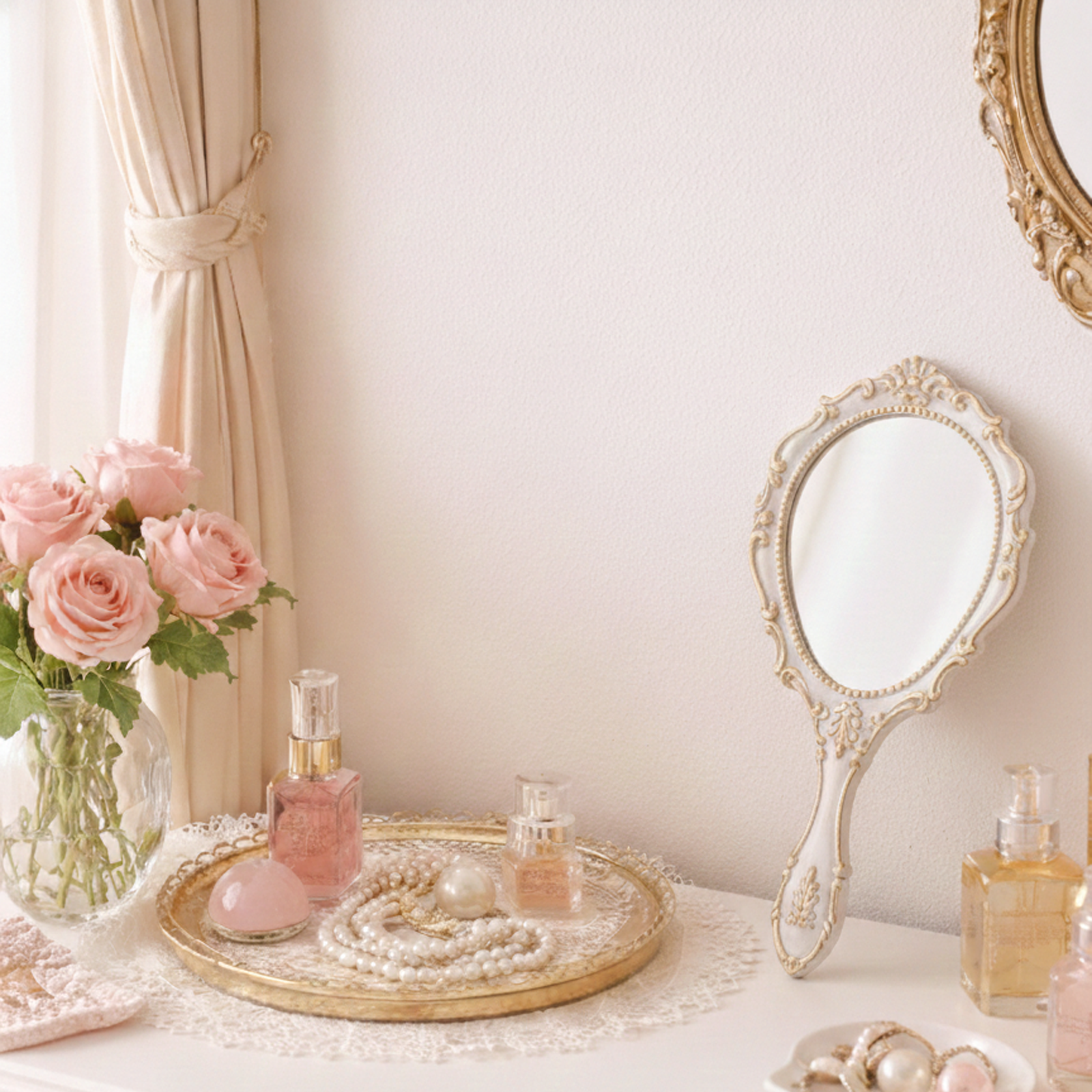 Specchio Vanity Avorio in Legno